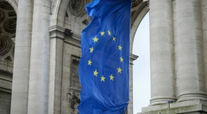 European Union flag waving in the wind