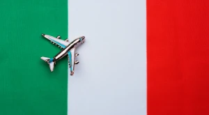 Italian flag with an airplane pin.