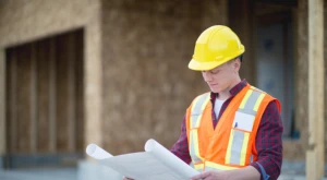 Construction worker on a job site, representing posted workers under the Van der Elst permit.