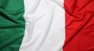 Italian flag waving in the wind, symbol of the Italian state and its citizenship