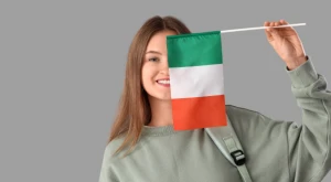 Woman holding an Italian flag