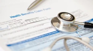 Stethoscope placed on a light-colored surface