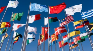 Insieme di bandiere di diversi Paesi del mondo