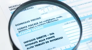 Italian tax code card placed on a neutral background